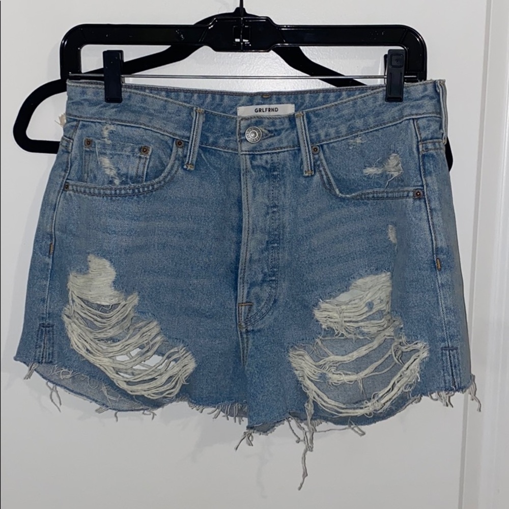 GRLFRND light blue ripped demin short